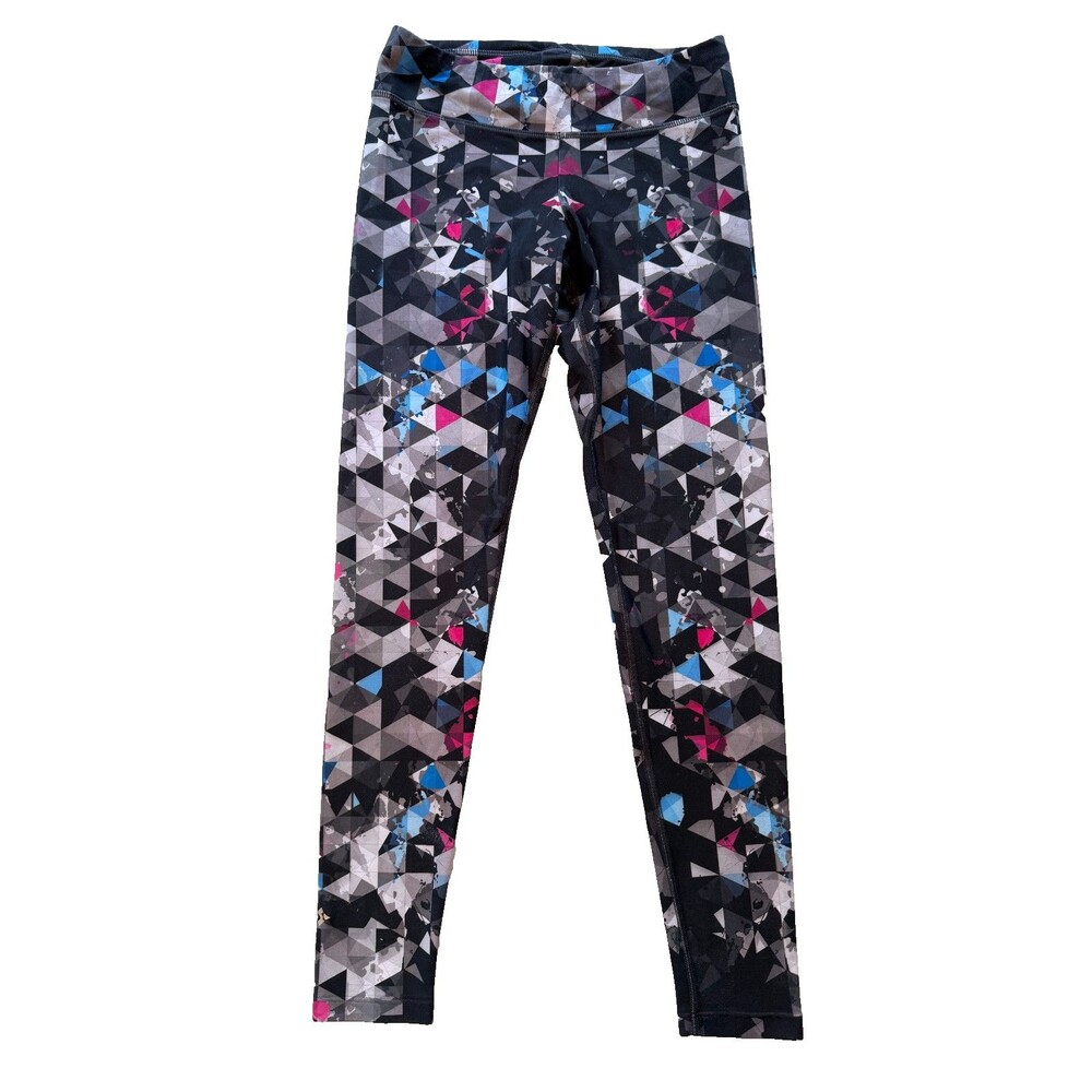 Nux geometric black grey blue pink leggings women's size S